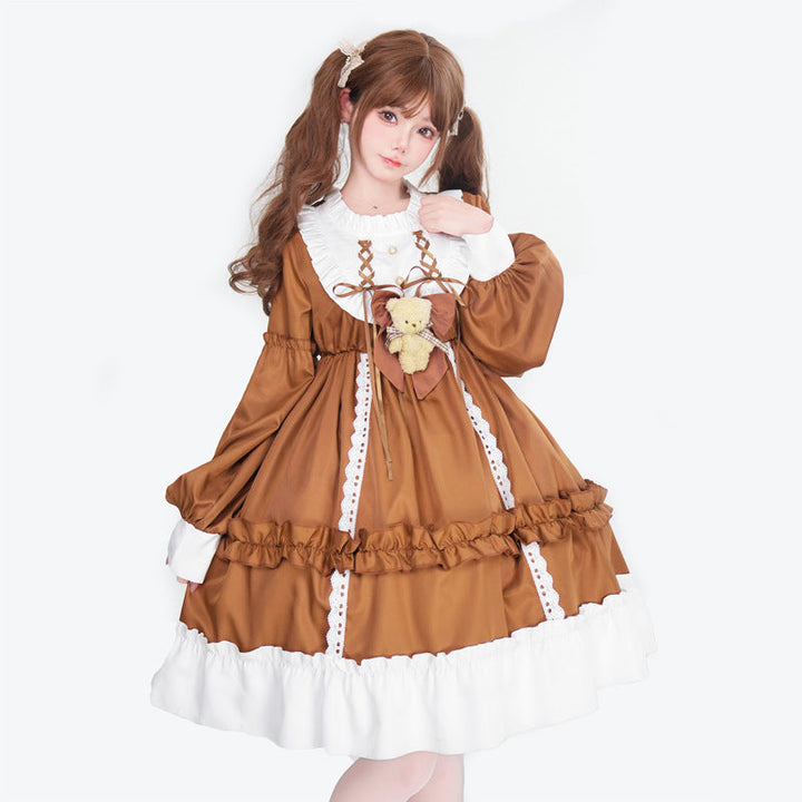 Damen Verspieltes Kostümkleid mit Rüschen und Teddybär-Motiv Drune