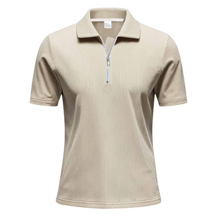 Unisex nan kurzärmeliges Halbzip-Polo aus geripptem Jersey mit Hemdkragen Drune