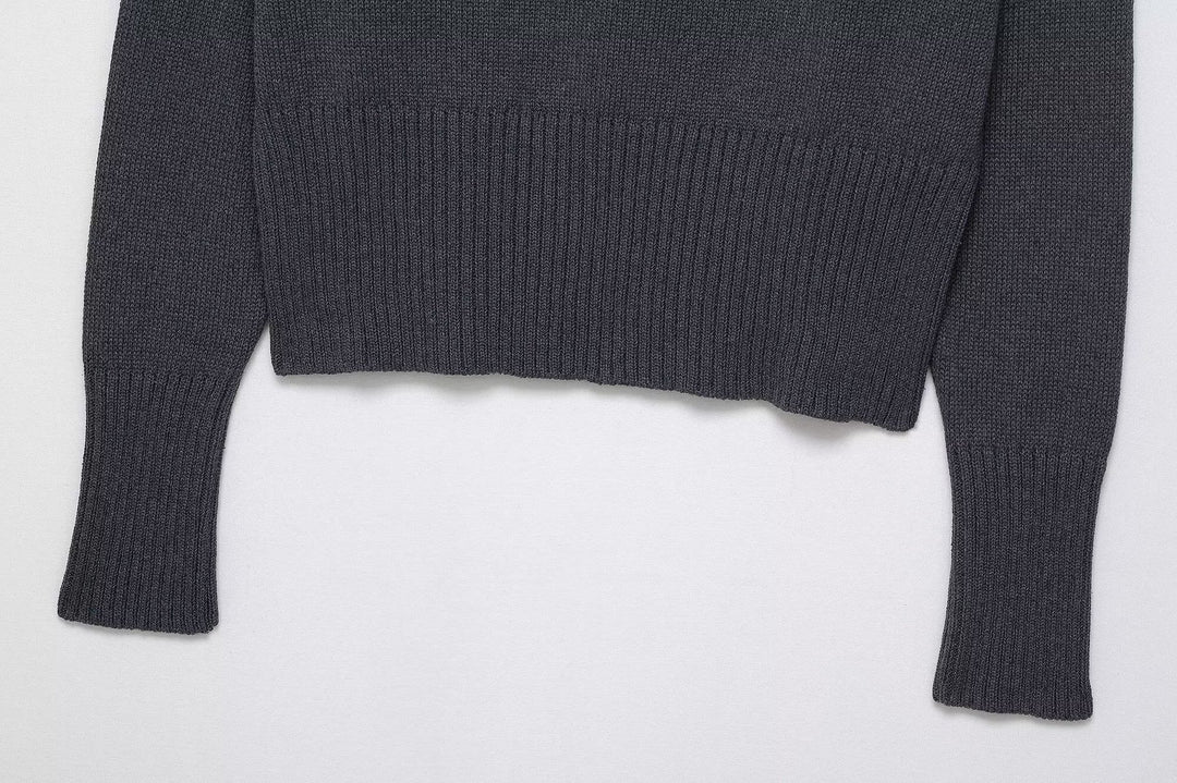 Damen eleganter Oversized-Strickpullover mit weitem Rundhalsausschnitt Drune