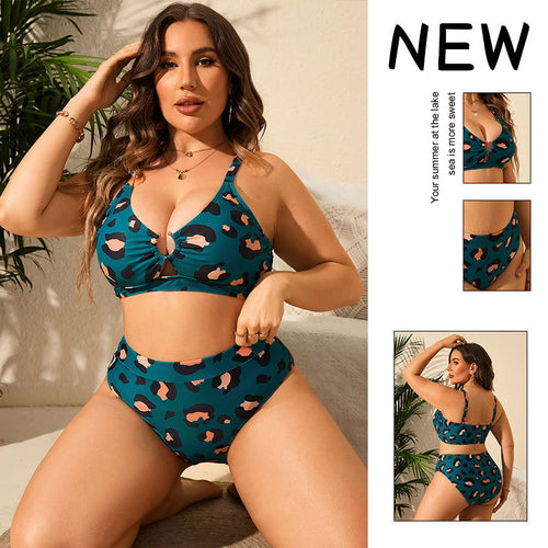 Damen Hochtailliertes Bikini-Set mit modischem Leoprint Drune