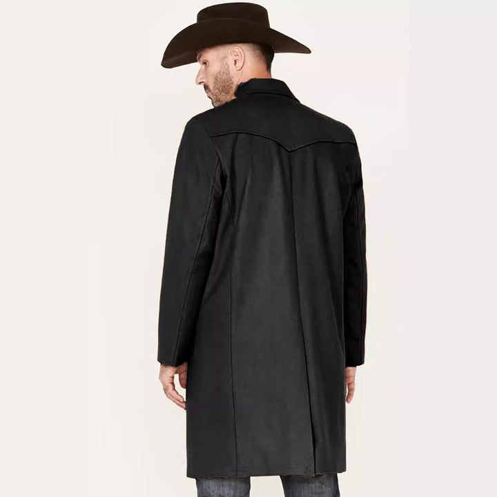Herren eleganter Langmantel im klassischen Western-Stil mit hochwertigen Details Drune