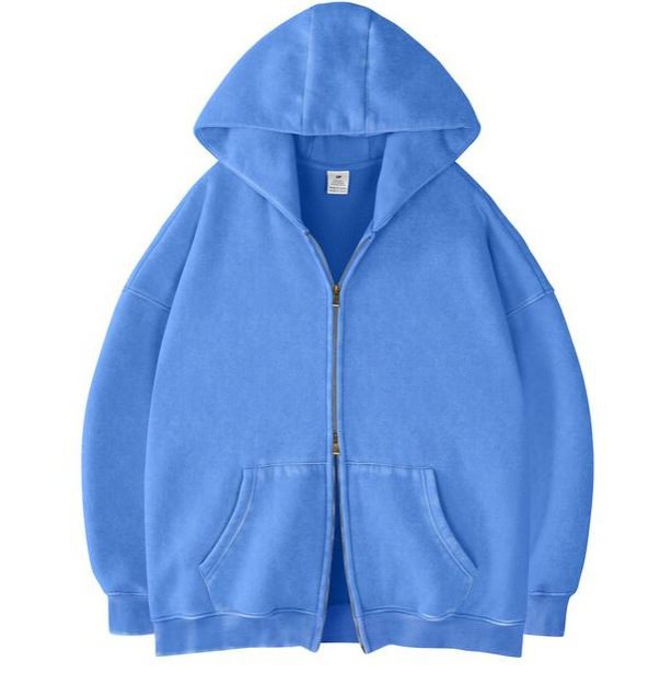 Unisex Oversized Kapuzenjacke mit Doppelreißverschluss und Kängurutaschen Drune
