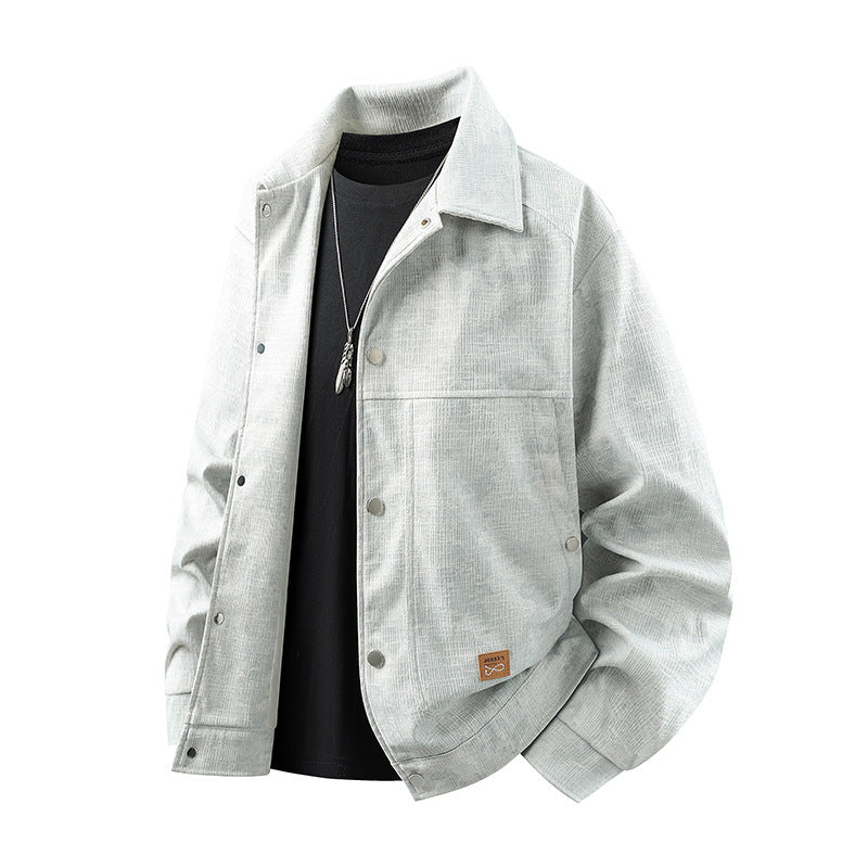 Herren samtartige Cord-Overshirt mit aufgesetzten Taschen und Druckknopfblende Drune