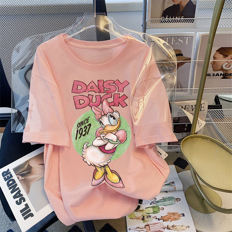 Damen T-Shirt mit kreativem Daisy Duck Druck Drune