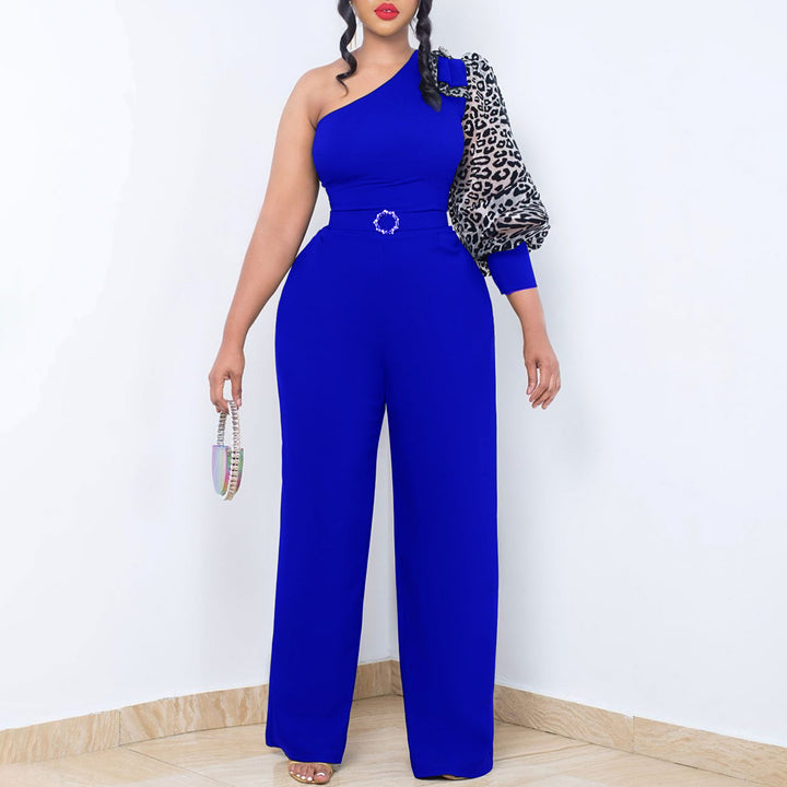 Damen Jumpsuit mit asymmetrischem Design und eleganten Puffärmeln Drune