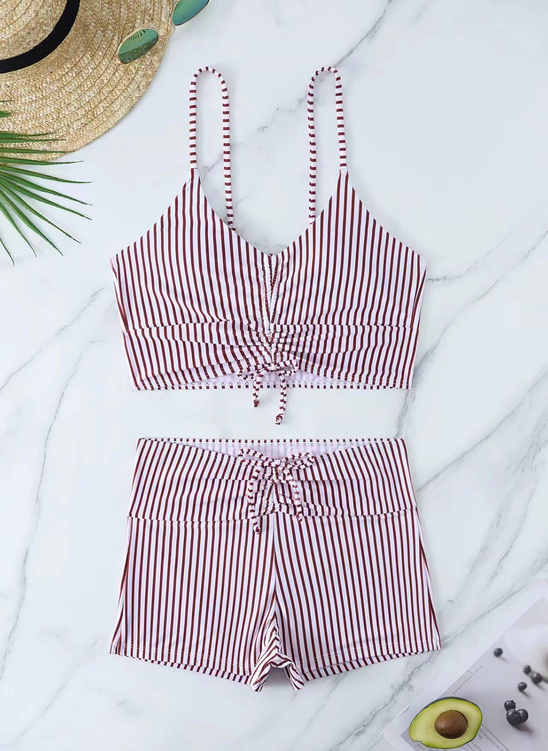 Damen Bikini mit floralem Rüschendesign und verstellbaren Trägern Drune