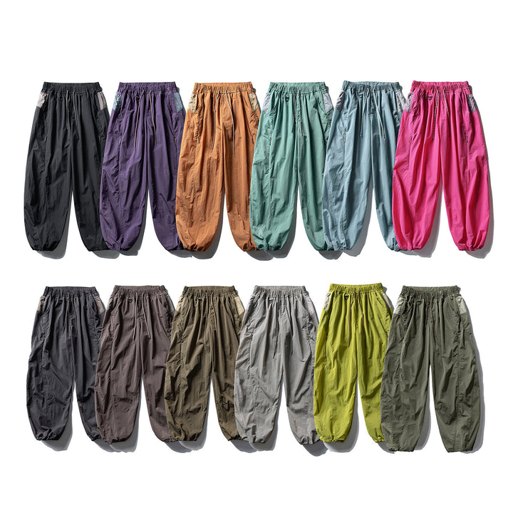 Herren Balloon-Silhouette Ripstop-Freizeit-Hose mit elastischem Tunnelzugbund, Zip-Taschen und D-Ring Drune