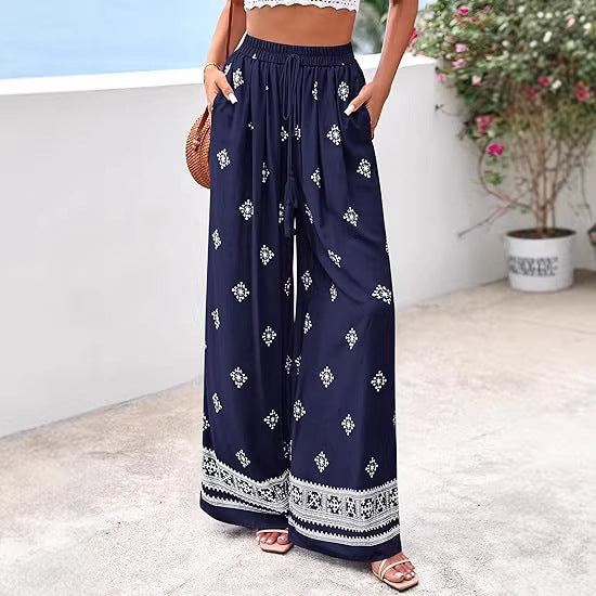 Damen weite Sommerhose mit Boho-Muster Drune