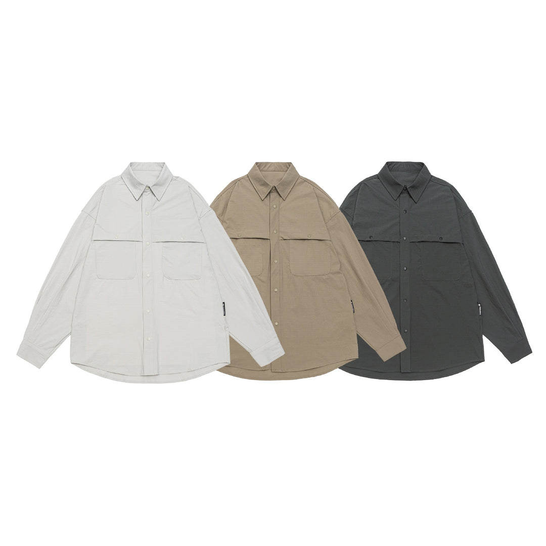 Herren Overshirt-Jacke mit Druckknopffront und doppelten aufgesetzten Taschen Drune