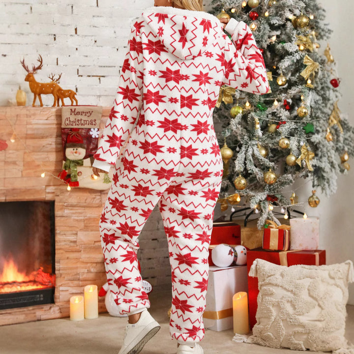 Damen Kuscheliger Onesie mit festlichem Muster Drune