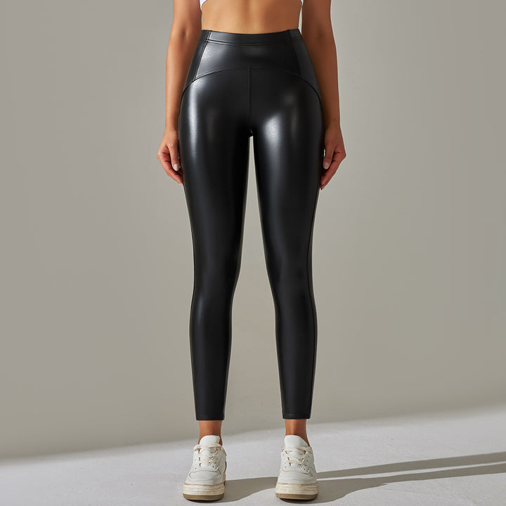 Damen Hochtaillierte, glänzende Fitness-Leggings mit sculptierendem Effekt Drune
