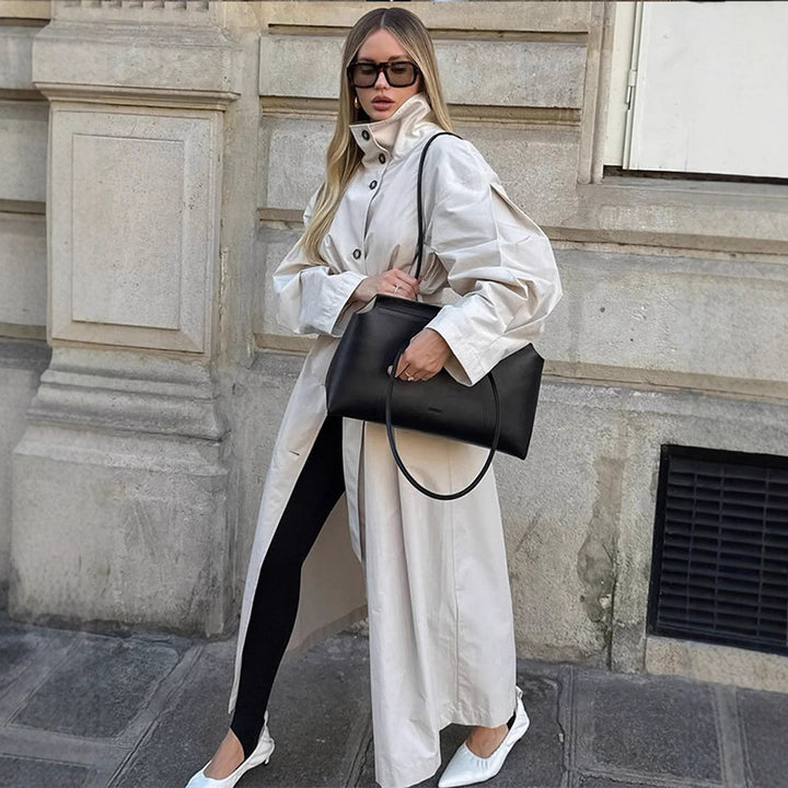 Damen modischer Trenchcoat mit tailliertem Schnitt und praktischen Details Drune