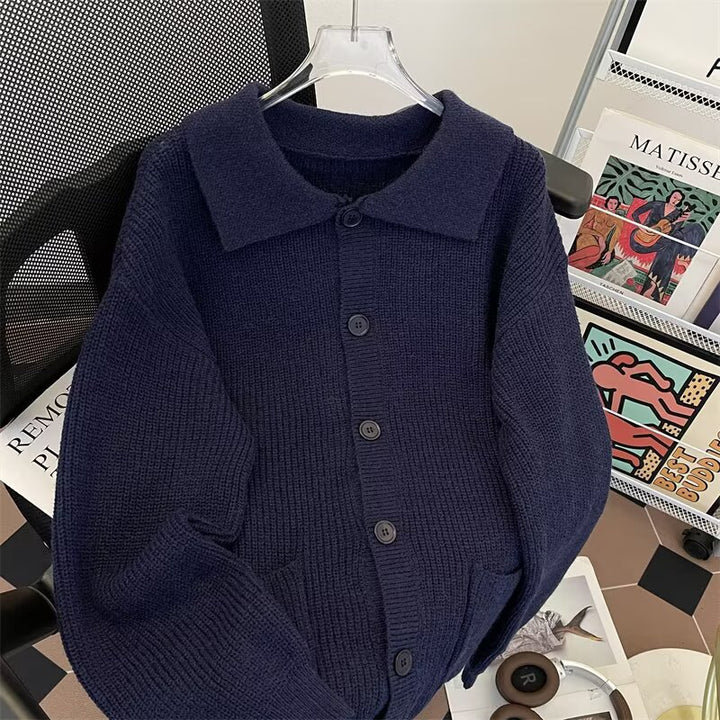 Damen Strickjacke mit übergroßem Schnitt und elegantem Kragen Drune