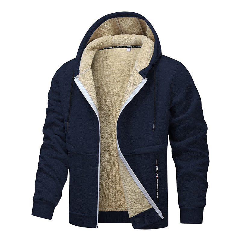 Herren Warme Kapuzenjacke mit Fleece-Innenfutter Drune