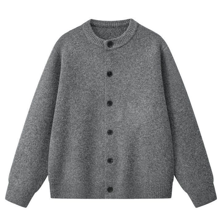 Damen Oversize Strickjacke im Bomberstil mit Rundhals, geripptem Saum & Ballonärmeln Drune