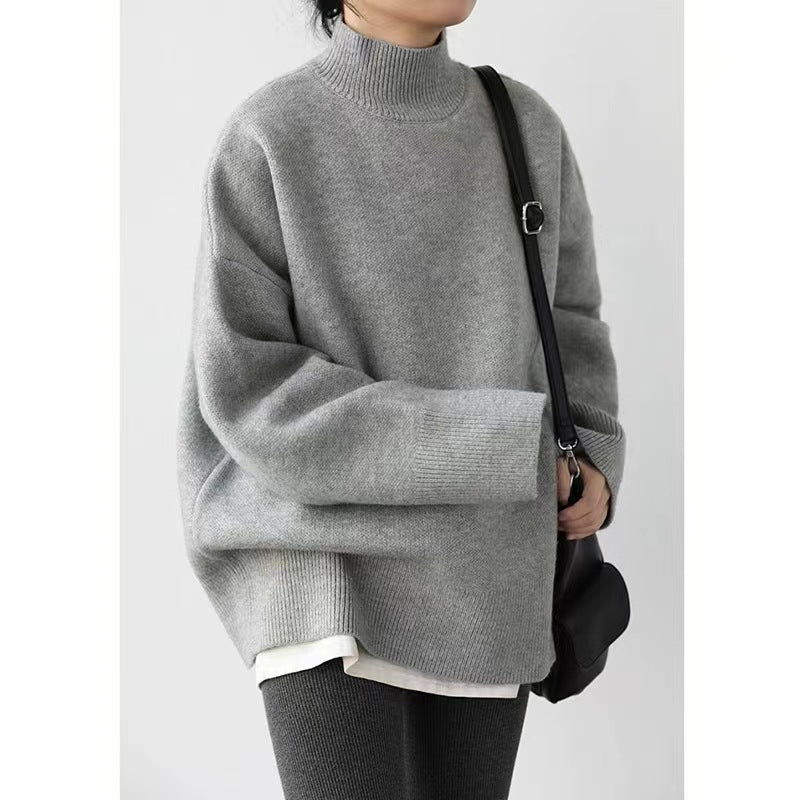 Damen Grob gestrickter Rollkragenpullover mit weitem Schnitt und lässigem Design Drune