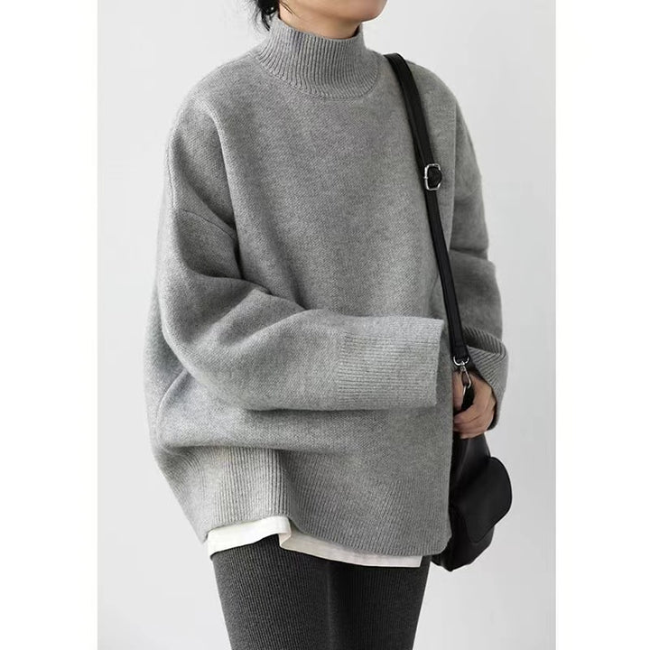 Damen Grob gestrickter Rollkragenpullover mit weitem Schnitt und lässigem Design Drune