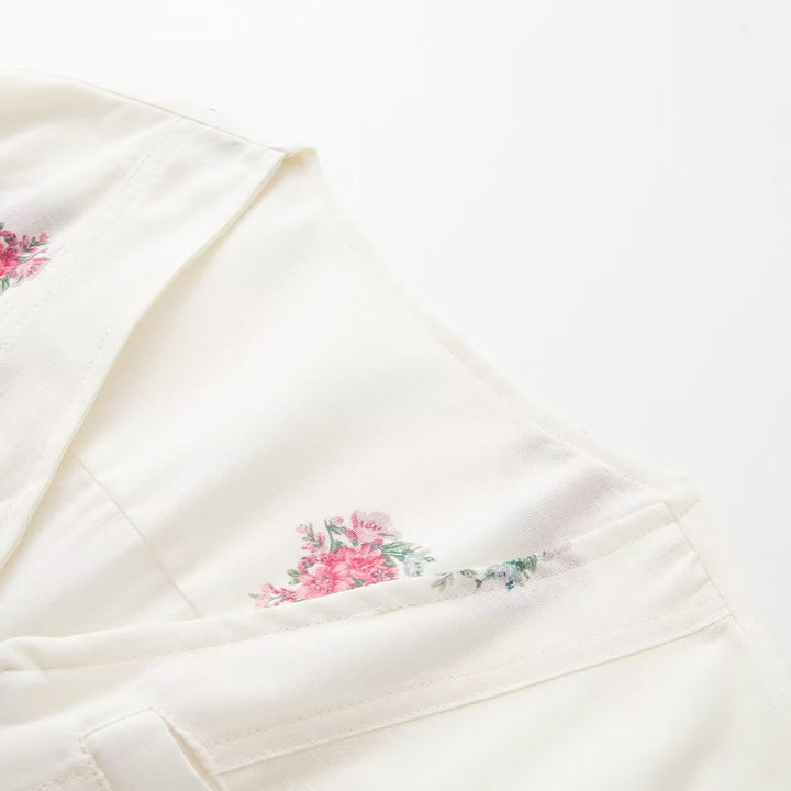 Damen Floraler Overall mit V‑Ausschnitt, Reißverschluss und Tunnelzugtaillierung Drune