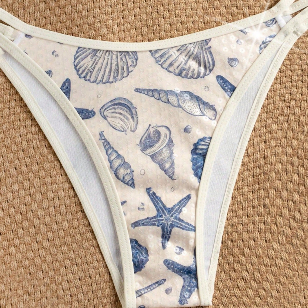 Damen Bandeau-Bikini mit maritimem Muschel-Motiv Drune