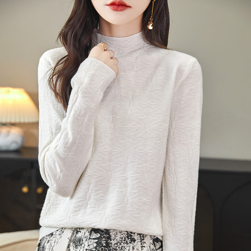 Damen Strukturiertes Feinstrick-Longsleeve mit Stehkragen und kastiger Silhouette Drune