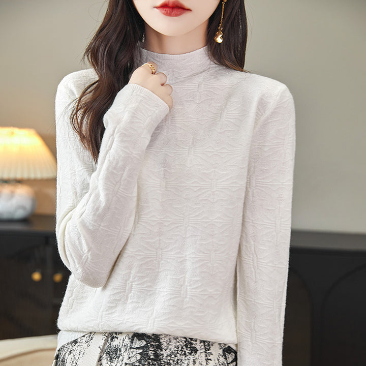 Damen Strukturiertes Feinstrick-Longsleeve mit Stehkragen und kastiger Silhouette Drune