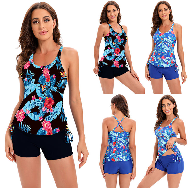 Damen Tankini-Set mit floralem Design und sportlichen Shorts Drune