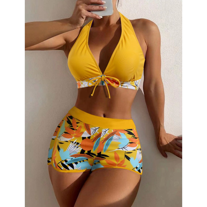 Damen Hochgeschlossen Bikini mit verspieltem Blumenmuster Drune