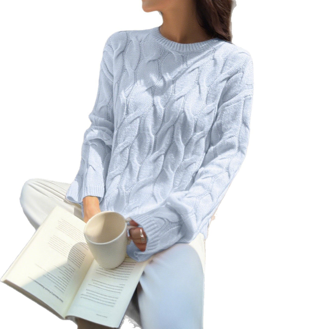 Damen nan oversized Zopfstrickpullover mit Rundhalsausschnitt und weichem Fall Drune