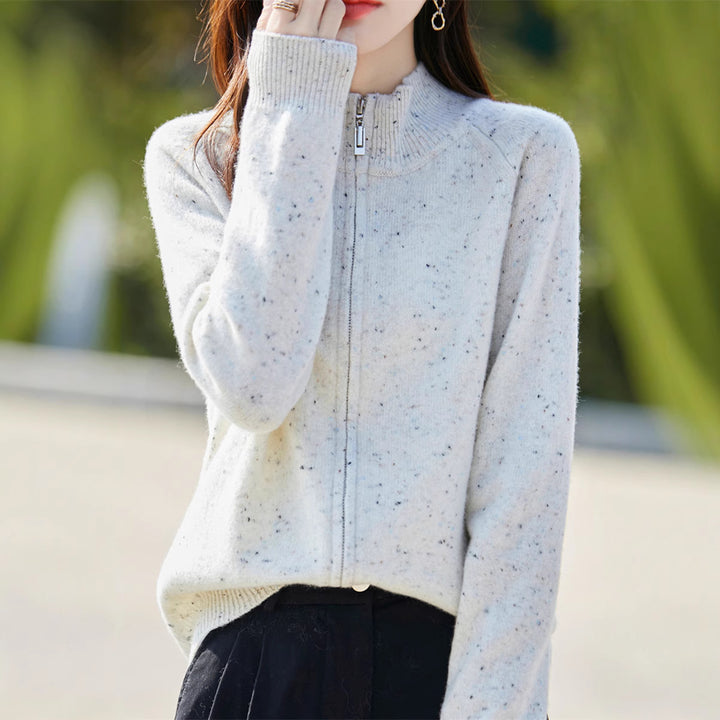 Damen Strickjacke mit hochgeschlossenem Reißverschluss und kuscheligem Material Drune