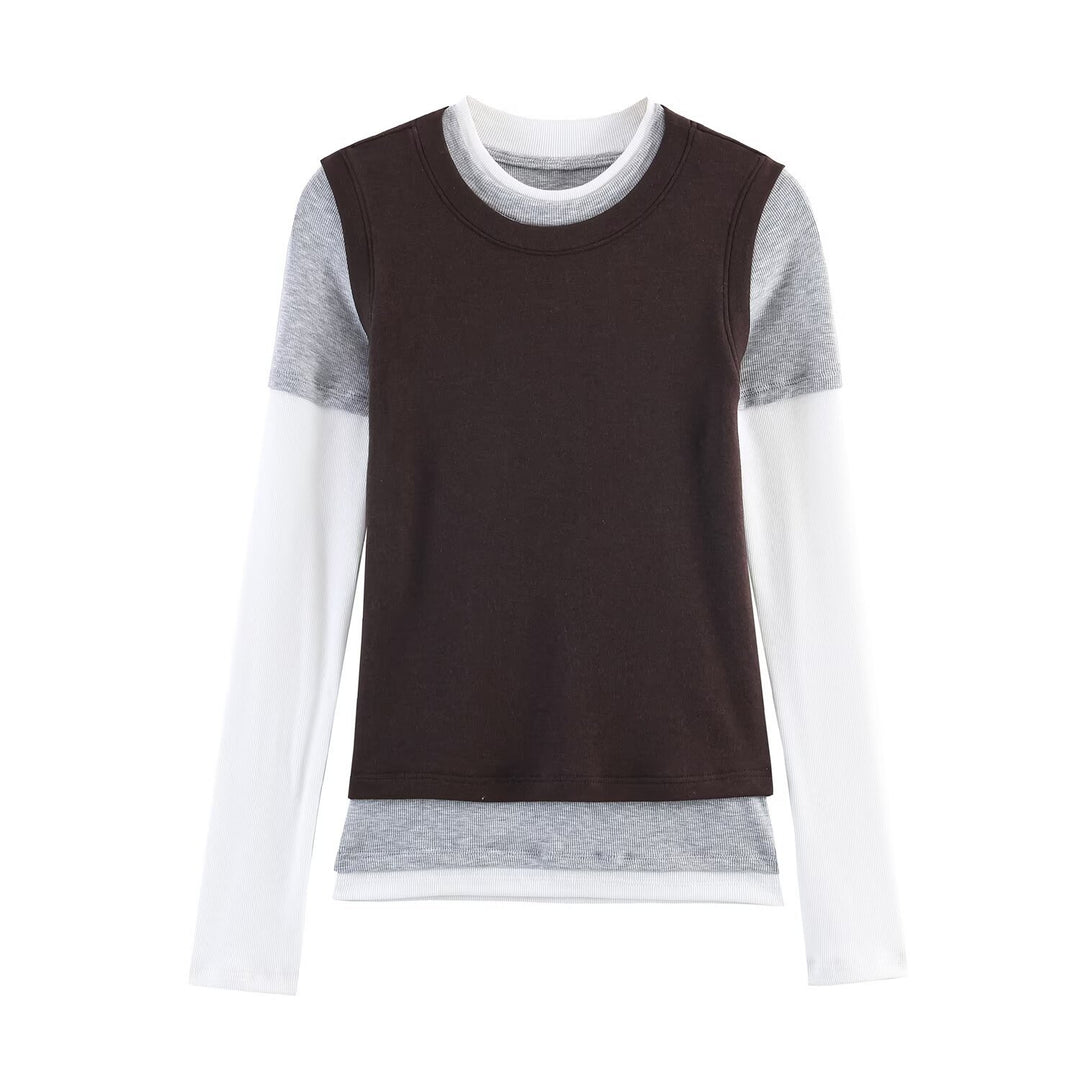 Damen Lagenlook-Longsleeve mit integriertem Kurzarm-Overlay Drune
