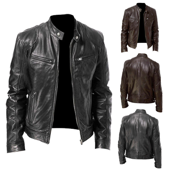 Herren Modische Biker-Lederjacke Drune