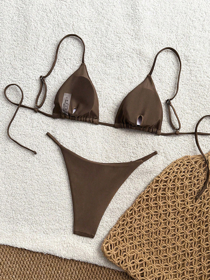 Damen trendiger Bikini mit Triangle-Oberteil und minimalistischem Unterteil Drune