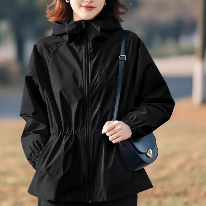 Damen Übergangsjacke mit verstellbarem Bund und hohen Kragen Drune