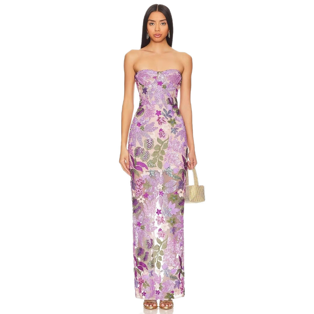 Damen Schickes Abendkleid mit floralem Design und figurbetonter Silhouette Drune