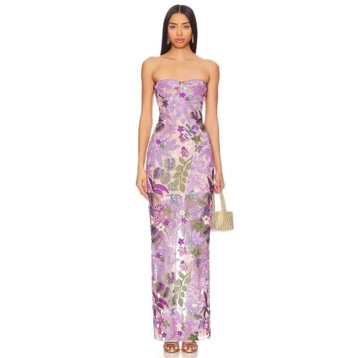 Damen Schickes Abendkleid mit floralem Design und figurbetonter Silhouette Drune