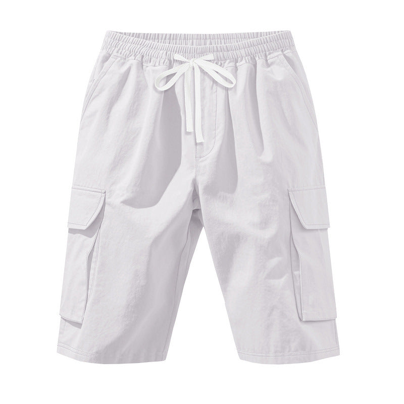 Herren nan knielange Utility-Shorts aus leichtem Baumwollmix mit elastischem Tunnelzugbund und aufgesetzten Klappentaschen Drune