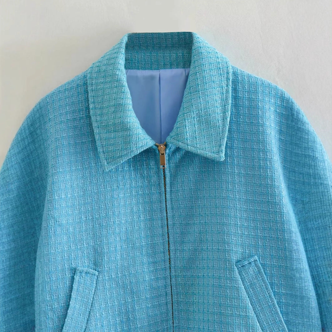 Damen cropped Jacke mit strukturierter Oberfläche und seitlichen Eingrifftaschen Drune