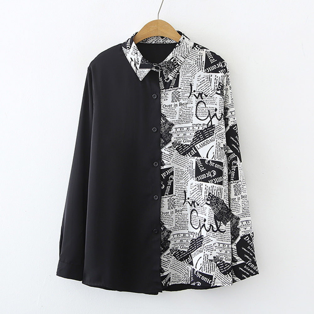 Damen Modische Bluse mit kreativem Druck Drune