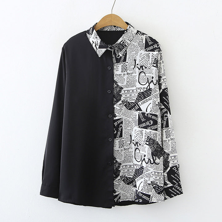 Damen Modische Bluse mit kreativem Druck Drune