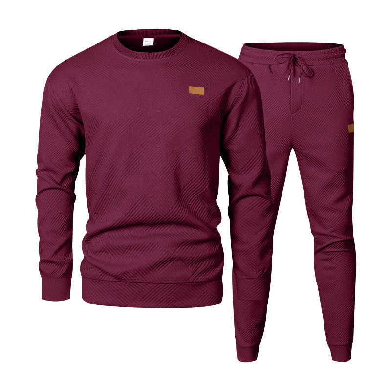 Herren Feinstrukturiertes Lounge-Set mit Rundhals-Pullover & schmaler Jogginghose Drune