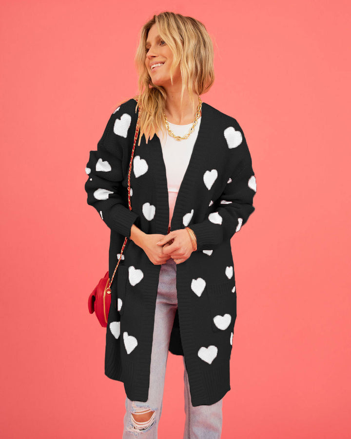 Damen Strickjacke mit Herzmotiv und praktischen Taschen Drune