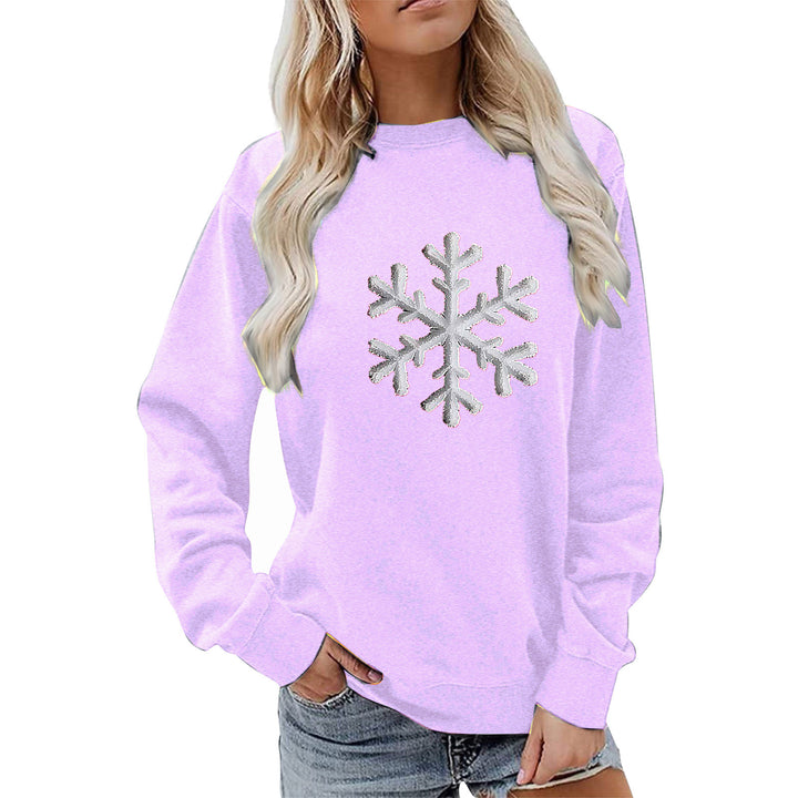 Damen Sweatshirt mit funkelndem Schneeflockenmotiv und lässigem Schnitt Drune