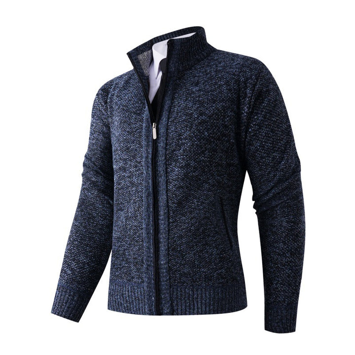 Herren stylische Strickjacke mit hohem Kragen und praktischen Taschen Drune