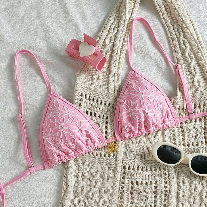 Damen Triangel-Bikini mit floralem Design Drune