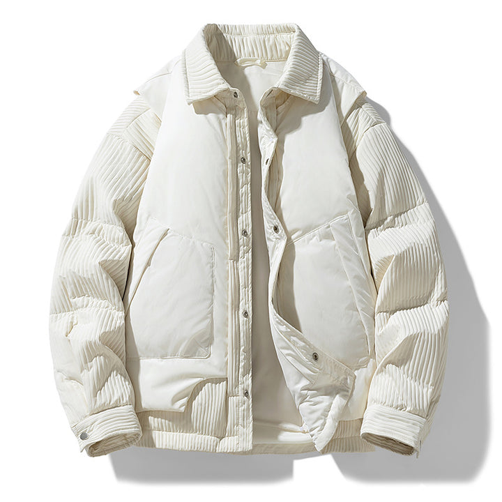 Herren Wattierte Steppjacke mit Cord‑Einsätzen und Hemdkragen Drune