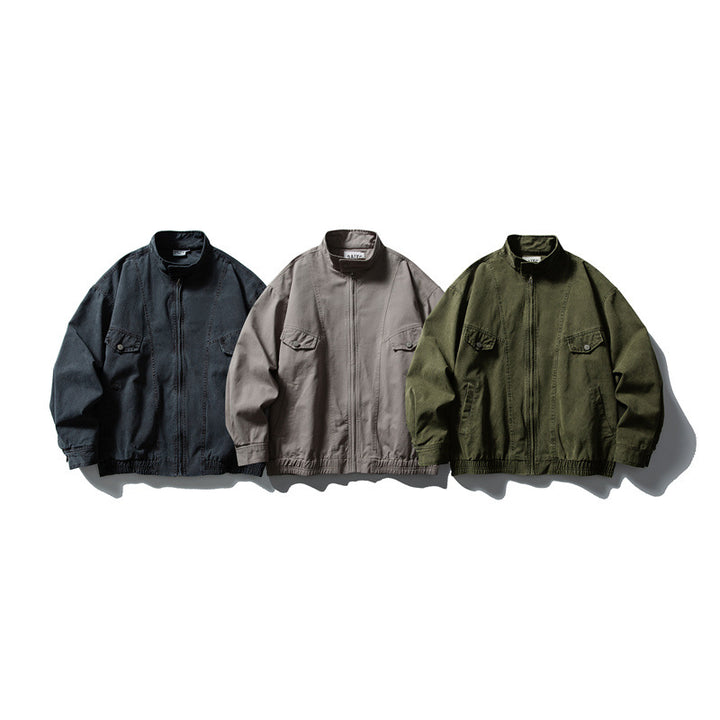 Herren Boxy-Fieldblouson mit Stehkragen, Frontreißverschluss und Pattentaschen Drune