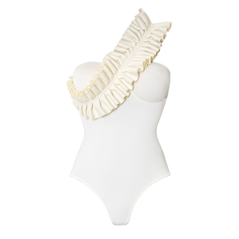 Damen Badeanzug mit asymmetrischem Volant-Design Drune