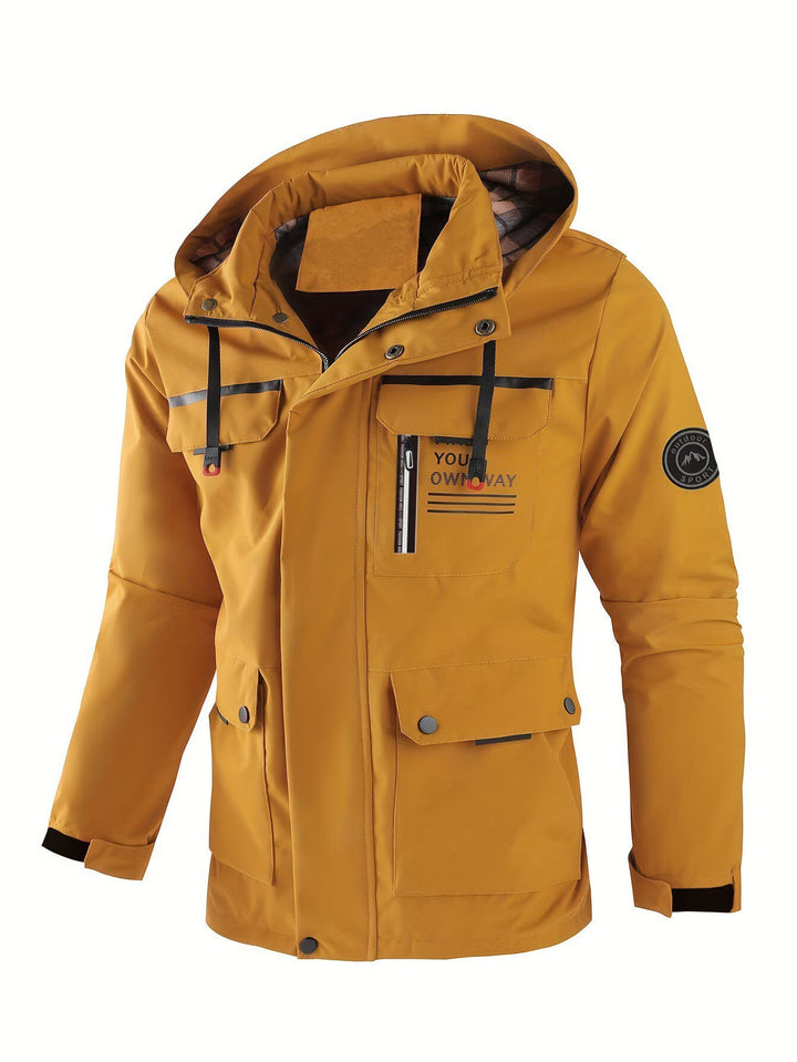 Herren wasserabweisender Utility‑Parka mit Kapuze, Mehrfach‑Taschen und Windschutz Drune