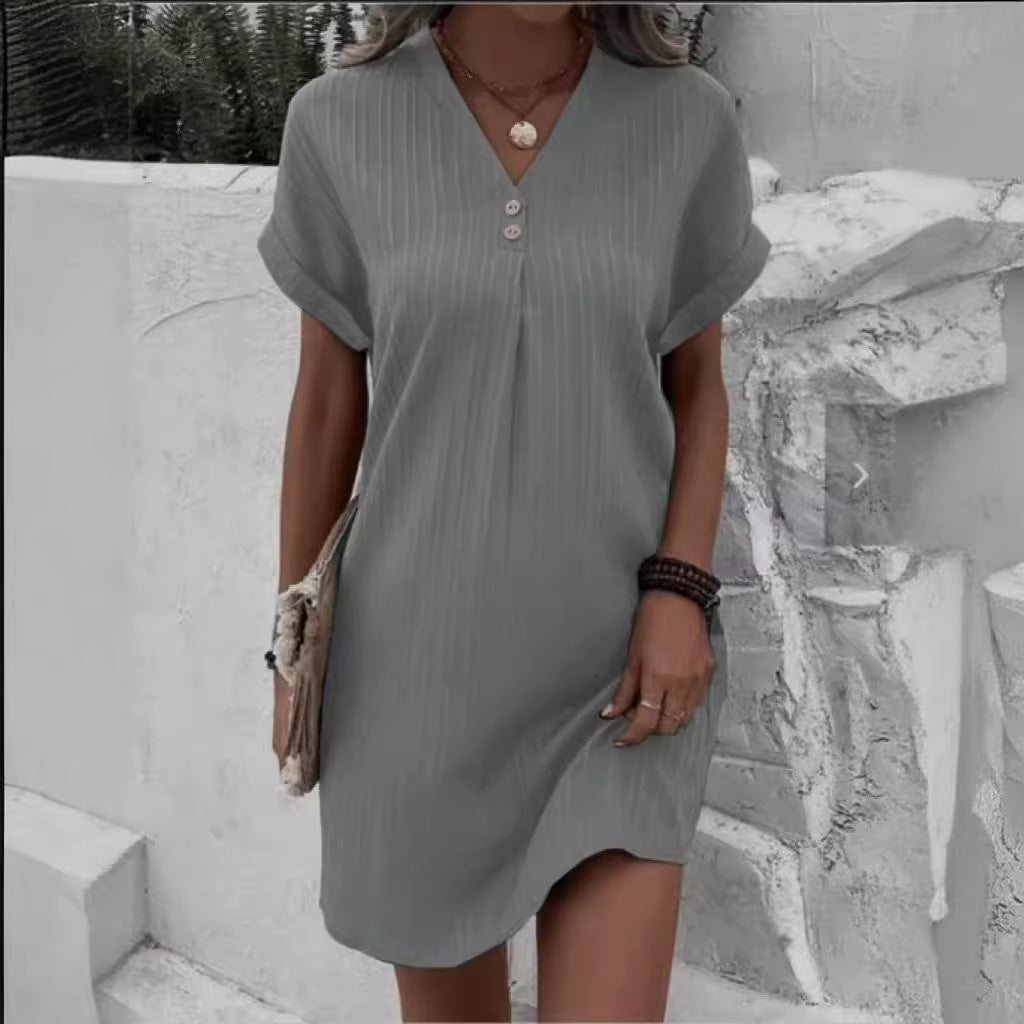 Damen lässiges Midi-Kleid mit Knopfdetails Drune
