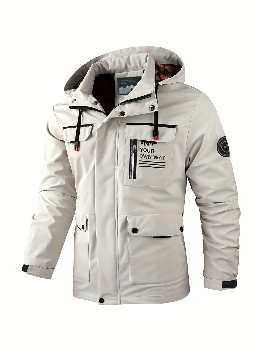 Herren leichter Softshell-Parka mit wasserabweisender Beschichtung, Kapuze und Multifunktions-Taschen Drune